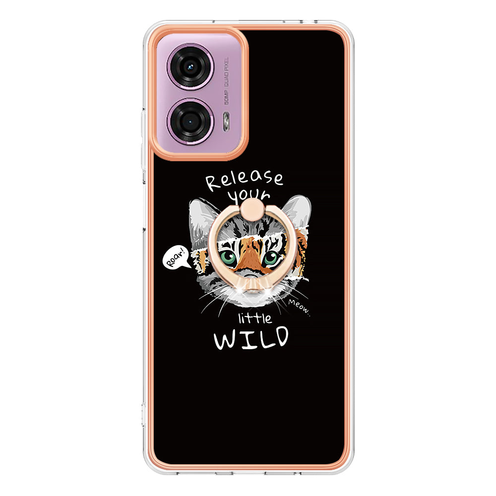 YB IMD Series-20 Style D for Motorola Moto G04 4G / G24 4G Case Kickstand 2.0mm TPU Cover - Cat / Tiger