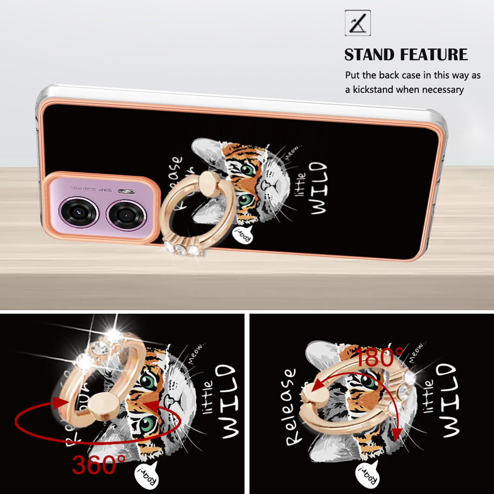 YB IMD Series-20 Style D for Motorola Moto G04 4G / G24 4G Case Kickstand 2.0mm TPU Cover - Cat / Tiger