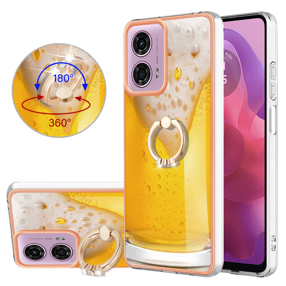 YB IMD Series-20 Style D for Motorola Moto G04 4G / G24 4G Case Kickstand 2.0mm TPU Cover - Beer