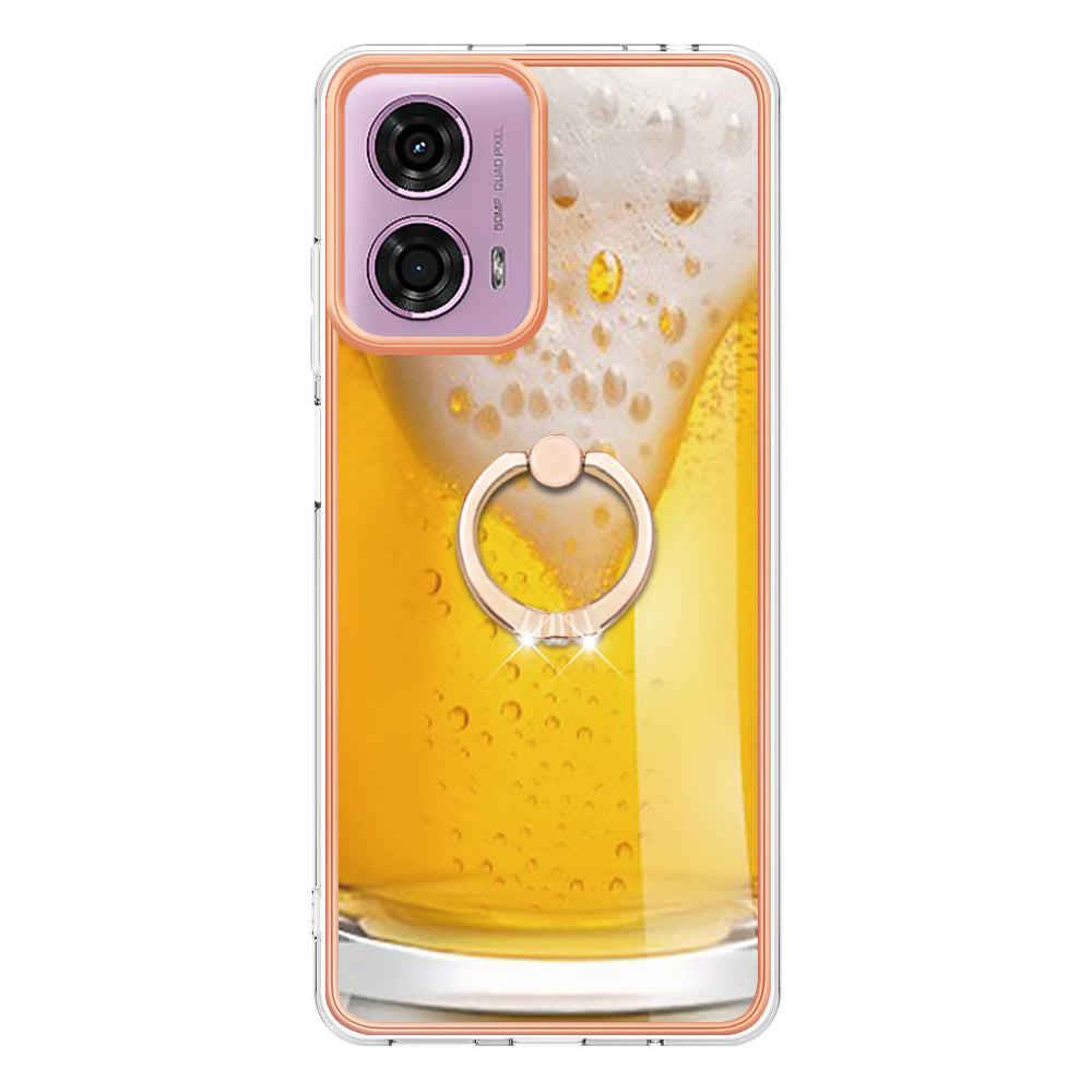 YB IMD Series-20 Style D for Motorola Moto G04 4G / G24 4G Case Kickstand 2.0mm TPU Cover - Beer