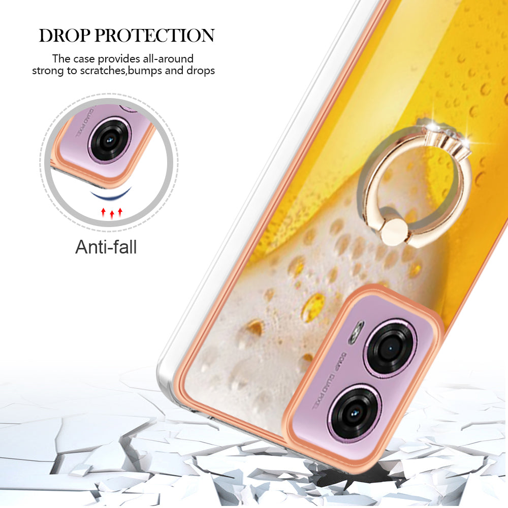 YB IMD Series-20 Style D for Motorola Moto G04 4G / G24 4G Case Kickstand 2.0mm TPU Cover - Beer