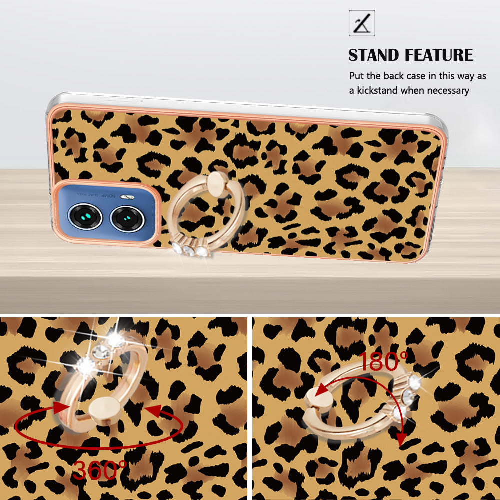 YB IMD Series-20 Style D for Motorola Moto G34 5G Kickstand TPU Case Wholesale Phone Cases - Leopard Print