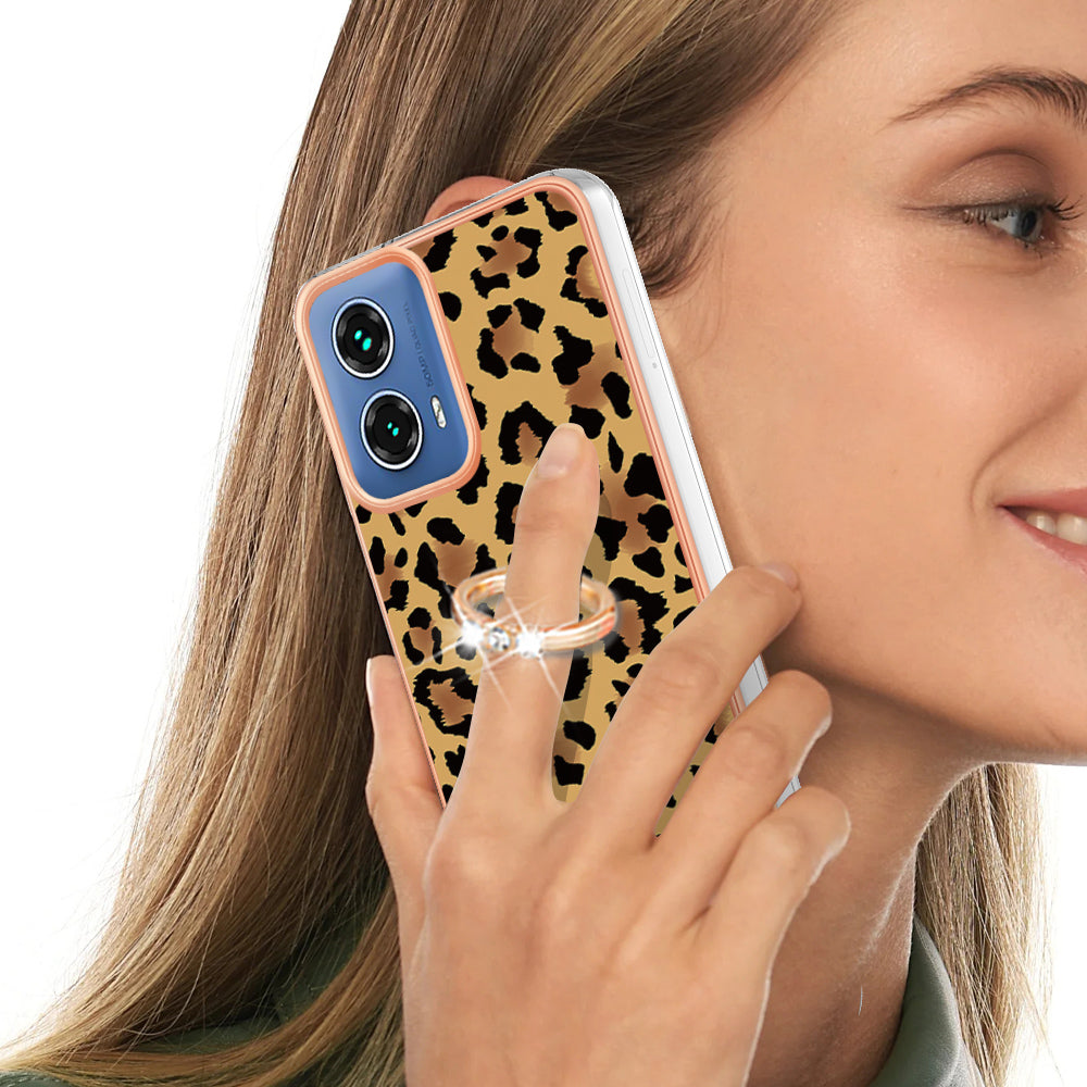 YB IMD Series-20 Style D for Motorola Moto G34 5G Kickstand TPU Case Wholesale Phone Cases - Leopard Print