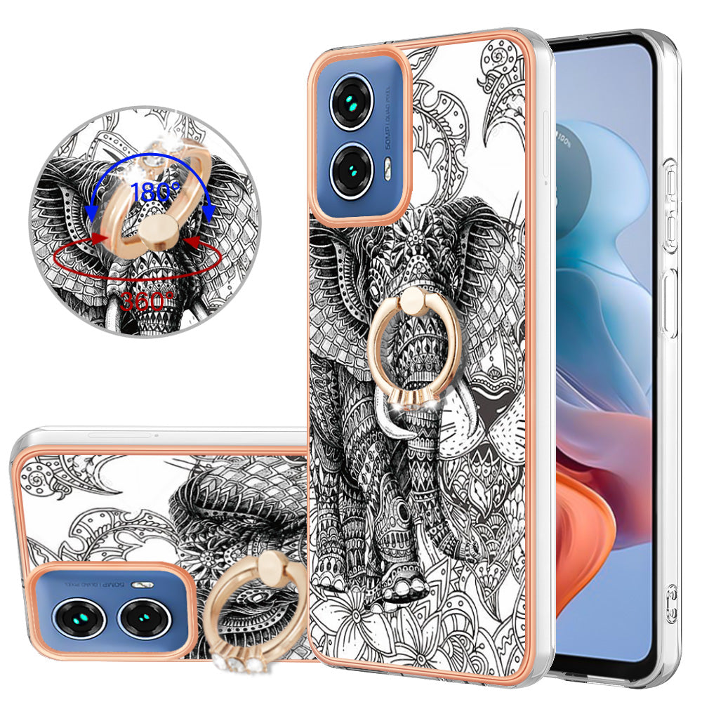 YB IMD Series-20 Style D for Motorola Moto G34 5G Kickstand TPU Case Wholesale Phone Cases - Totem Elephant