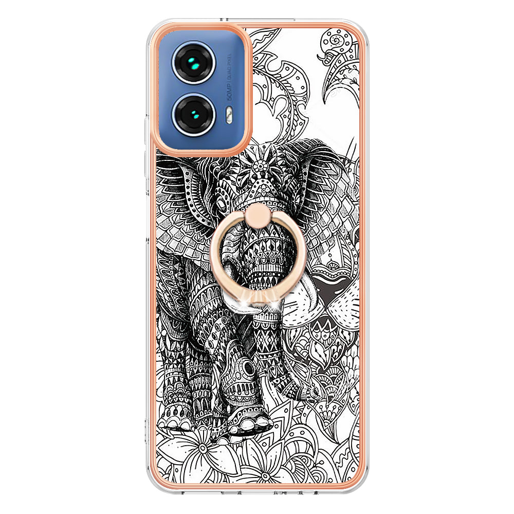 YB IMD Series-20 Style D for Motorola Moto G34 5G Kickstand TPU Case Wholesale Phone Cases - Totem Elephant