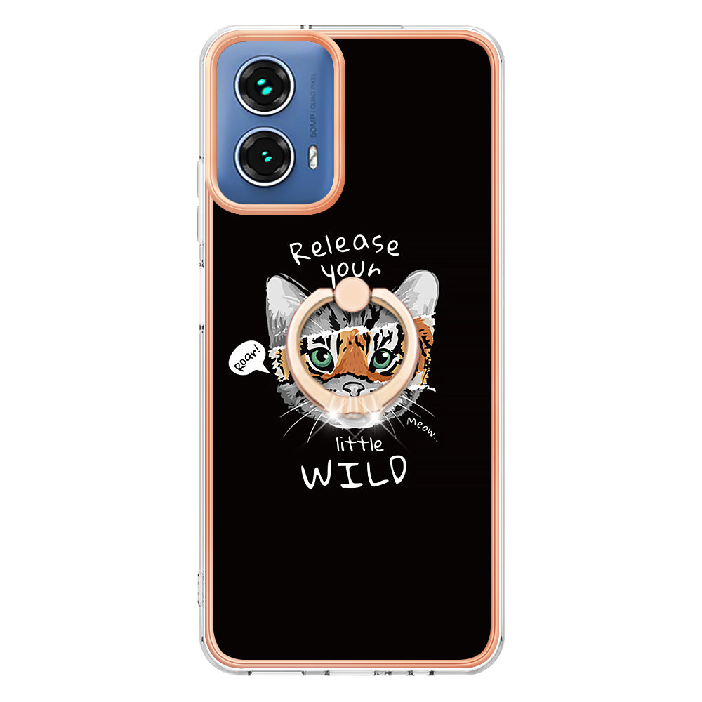 YB IMD Series-20 Style D for Motorola Moto G34 5G Kickstand TPU Case Wholesale Phone Cases - Cat / Tiger