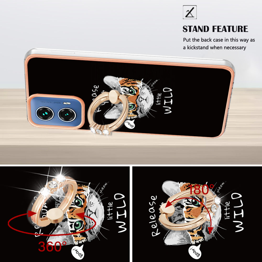 YB IMD Series-20 Style D for Motorola Moto G34 5G Kickstand TPU Case Wholesale Phone Cases - Cat / Tiger