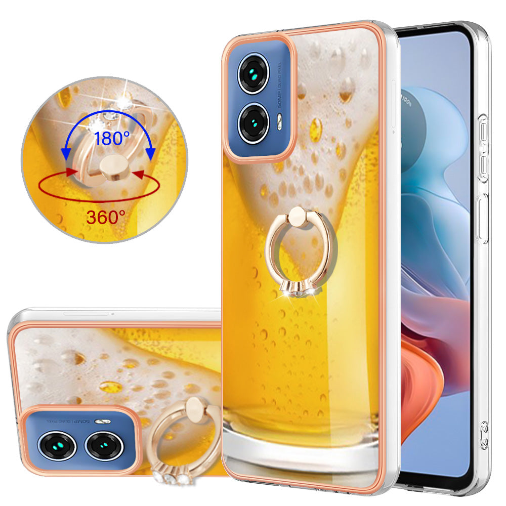 YB IMD Series-20 Style D for Motorola Moto G34 5G Kickstand TPU Case Wholesale Phone Cases - Beer