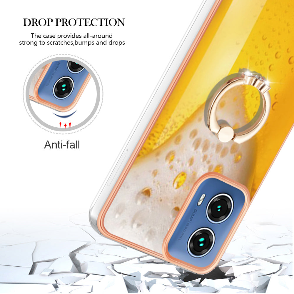 YB IMD Series-20 Style D for Motorola Moto G34 5G Kickstand TPU Case Wholesale Phone Cases - Beer