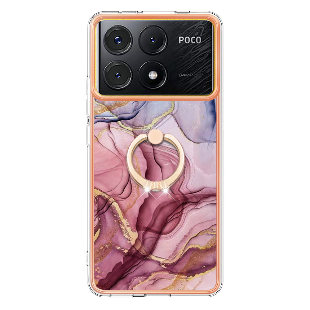 YB IMD Series-17 Style-E For Xiaomi Poco X6 Pro 5G / Redmi K70E 5G Case Kickstand 2.0mm TPU Phone Cover - Rose Gold