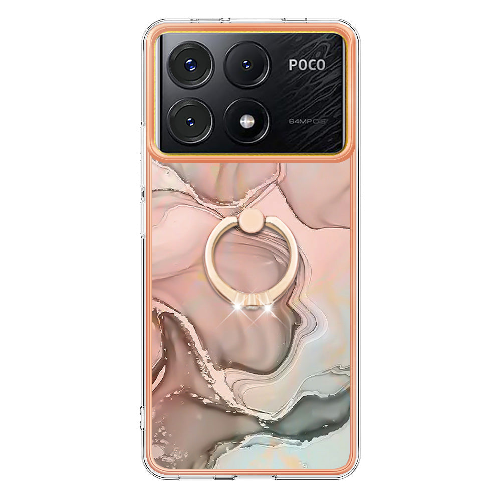 YB IMD Series-17 Style-E For Xiaomi Poco X6 Pro 5G / Redmi K70E 5G Case Kickstand 2.0mm TPU Phone Cover - Pink