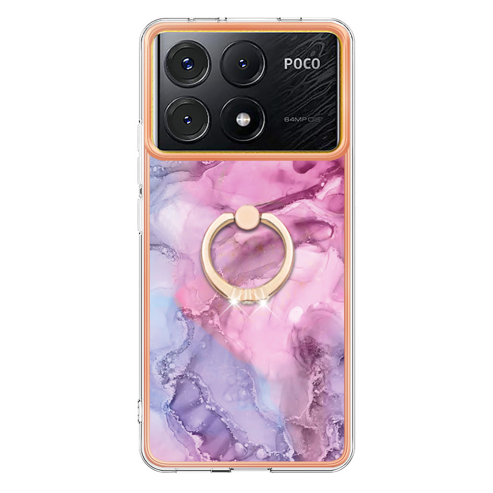 YB IMD Series-17 Style-E For Xiaomi Poco X6 Pro 5G / Redmi K70E 5G Case Kickstand 2.0mm TPU Phone Cover - Rose