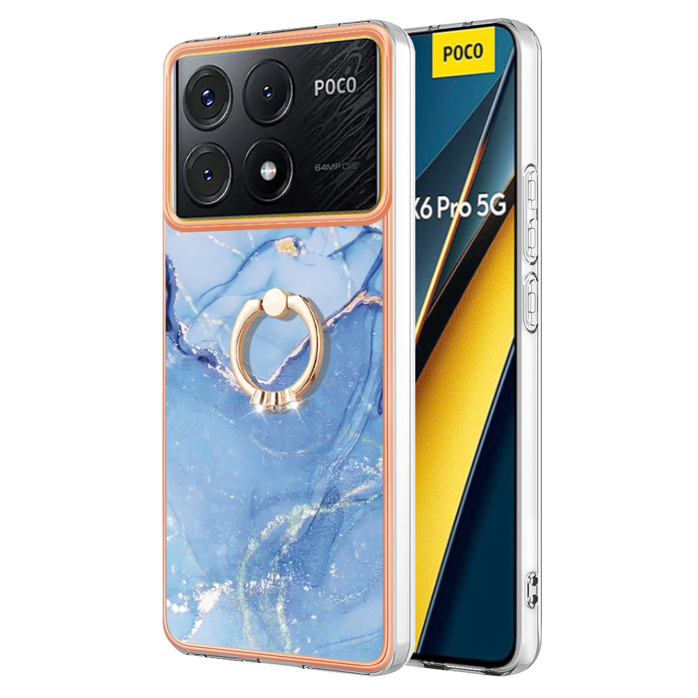 YB IMD Series-17 Style-E For Xiaomi Poco X6 Pro 5G / Redmi K70E 5G Case Kickstand 2.0mm TPU Phone Cover - Blue