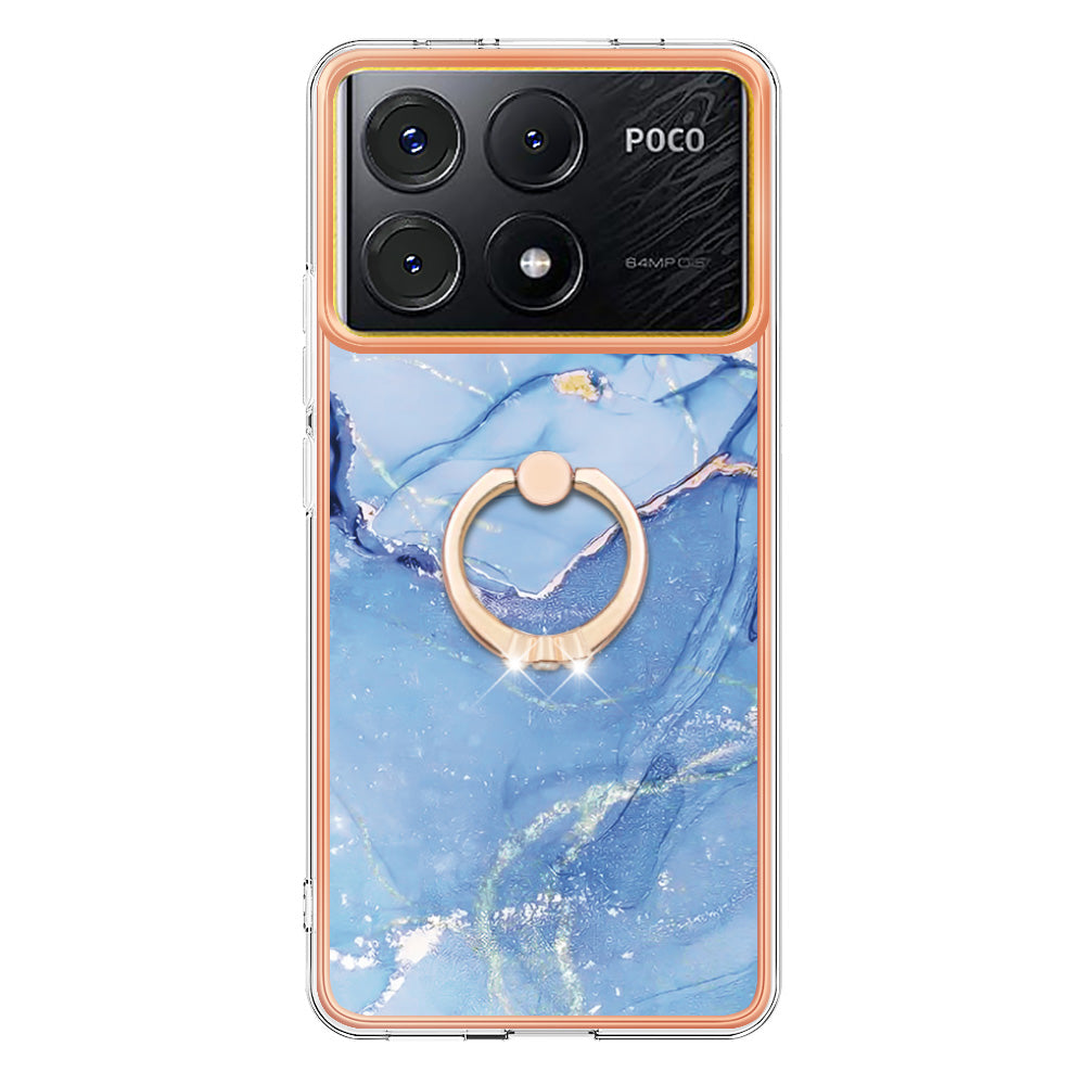 YB IMD Series-17 Style-E For Xiaomi Poco X6 Pro 5G / Redmi K70E 5G Case Kickstand 2.0mm TPU Phone Cover - Blue