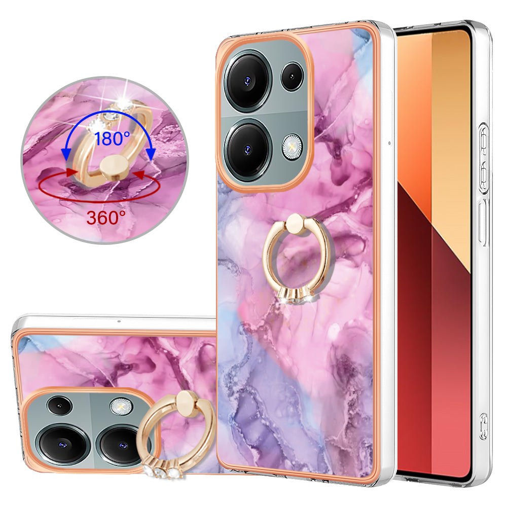 YB IMD Series-17 Style-E For Xiaomi Redmi Note 13 Pro 4G / Poco M6 Pro 4G TPU Case Kickstand Phone Cover - Rose