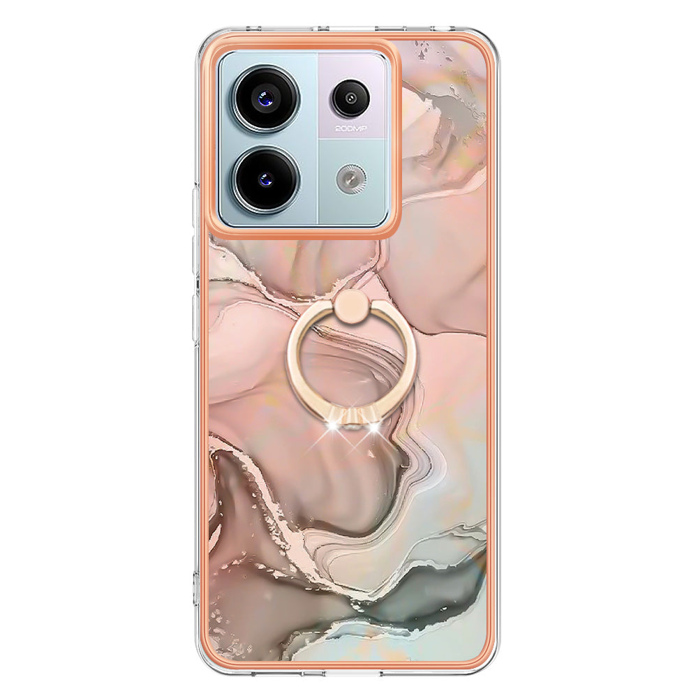 YB IMD Series-17 Style-E For Xiaomi Redmi Note 13 Pro 5G / Poco X6 5G Phone Case Kickstand 2.0mm TPU Cover - Pink