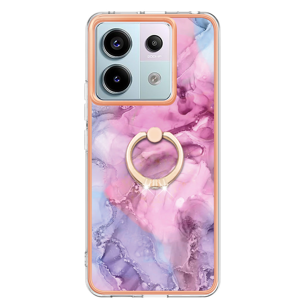 YB IMD Series-17 Style-E For Xiaomi Redmi Note 13 Pro 5G / Poco X6 5G Phone Case Kickstand 2.0mm TPU Cover - Rose