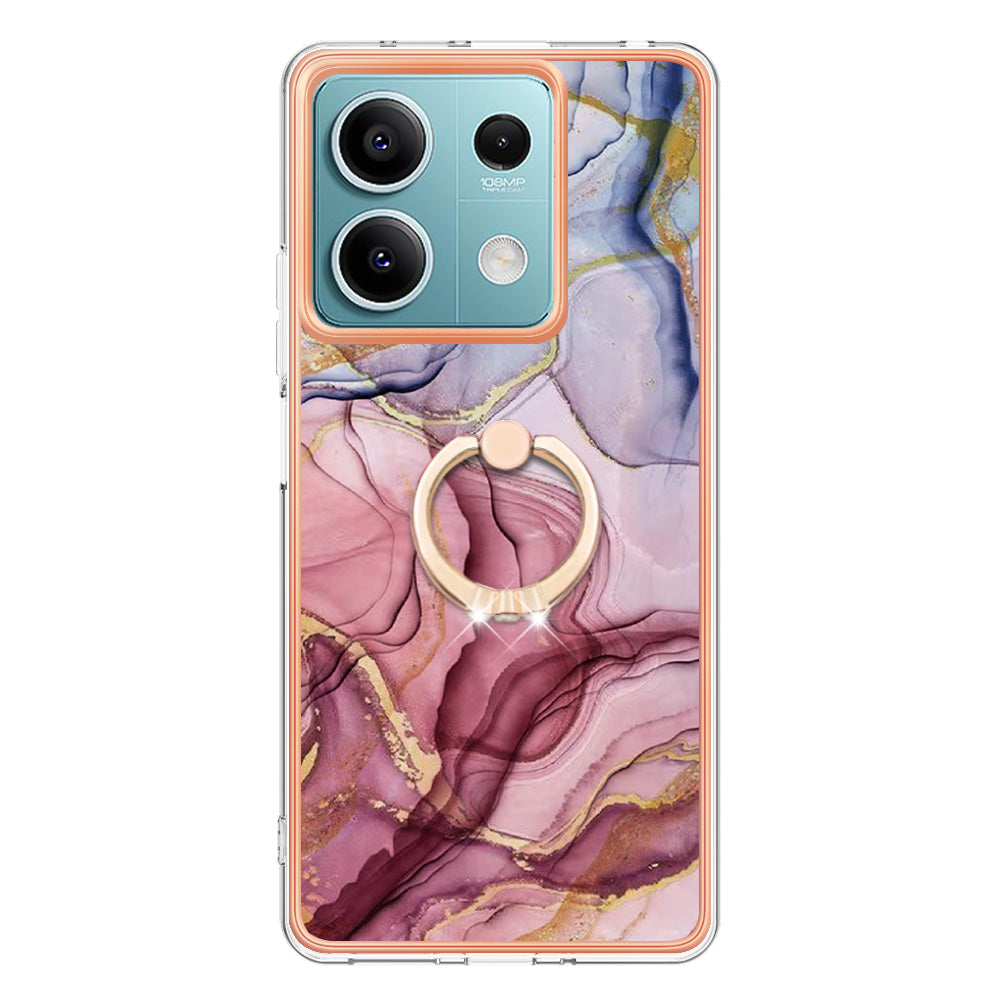 YB IMD Series-17 Style-E For Xiaomi Redmi Note 13 5G Case Electroplating Kickstand Soft TPU Cover - Rose Gold