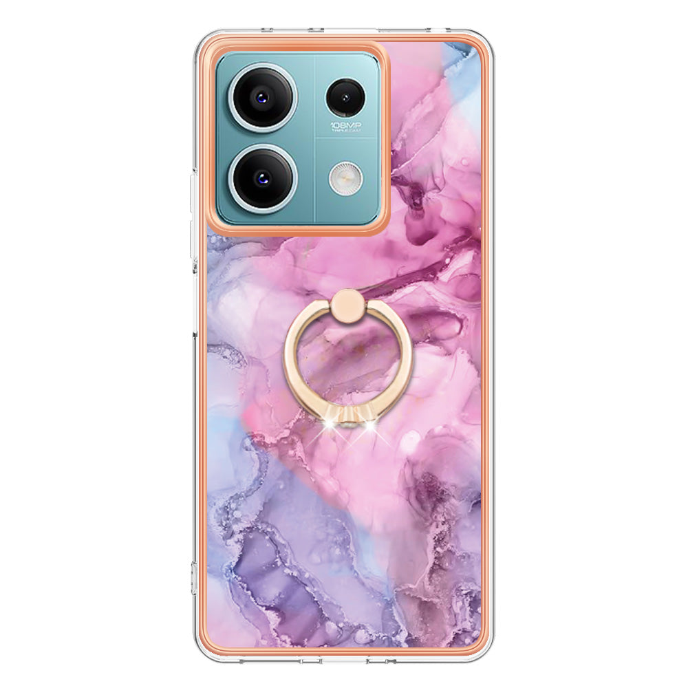 YB IMD Series-17 Style-E For Xiaomi Redmi Note 13 5G Case Electroplating Kickstand Soft TPU Cover - Rose