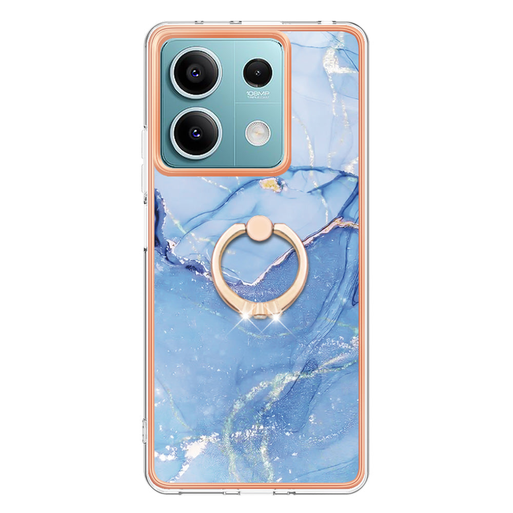 YB IMD Series-17 Style-E For Xiaomi Redmi Note 13 5G Case Electroplating Kickstand Soft TPU Cover - Blue