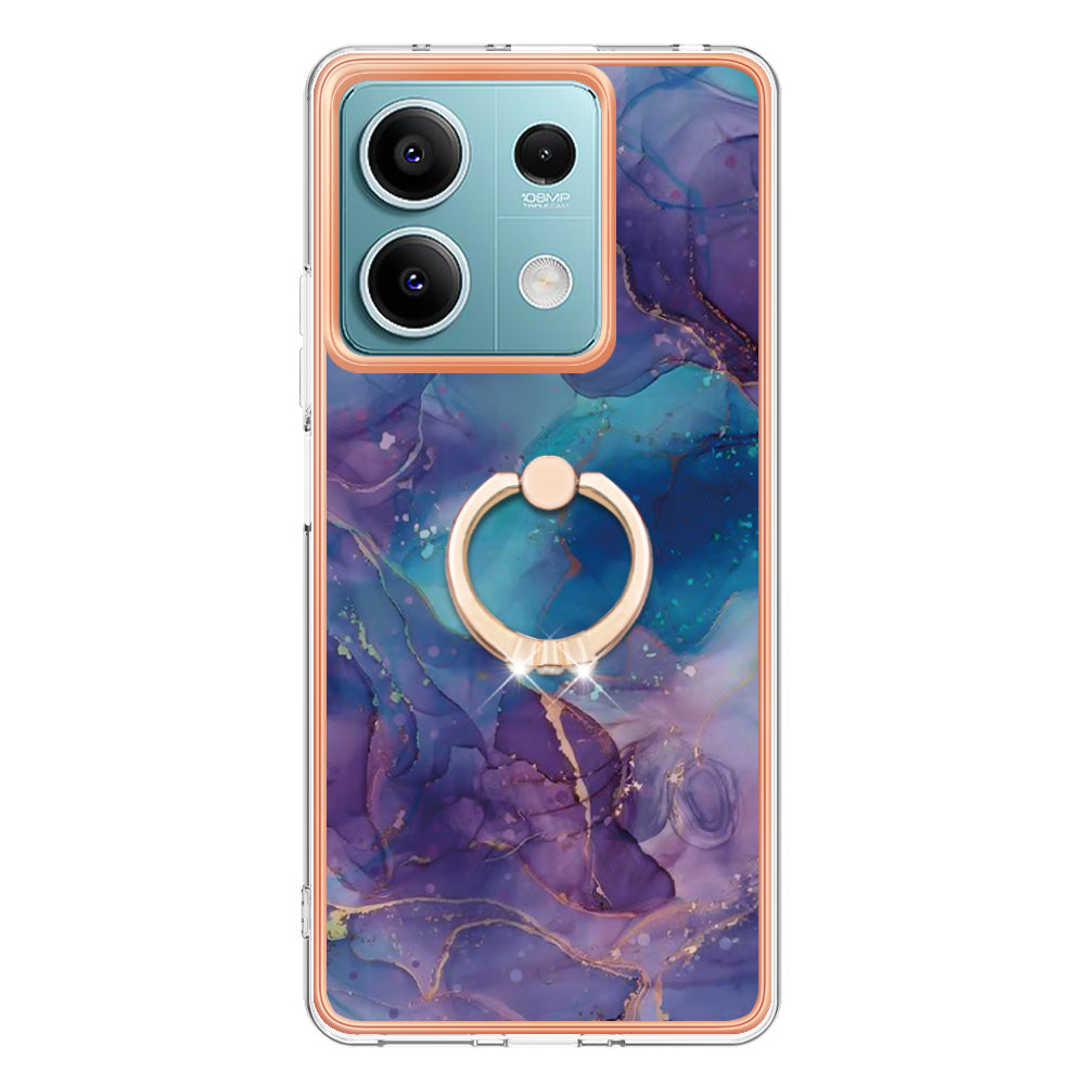 YB IMD Series-17 Style-E For Xiaomi Redmi Note 13 5G Case Electroplating Kickstand Soft TPU Cover - Purple