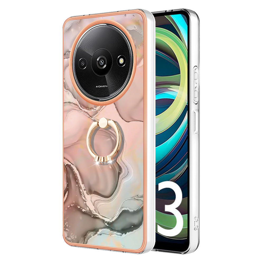 YB IMD Series-17 Style-E For Xiaomi Redmi A3 / Poco C61 4G Slim Case 2.0mm Kickstand TPU Phone Cover - Pink