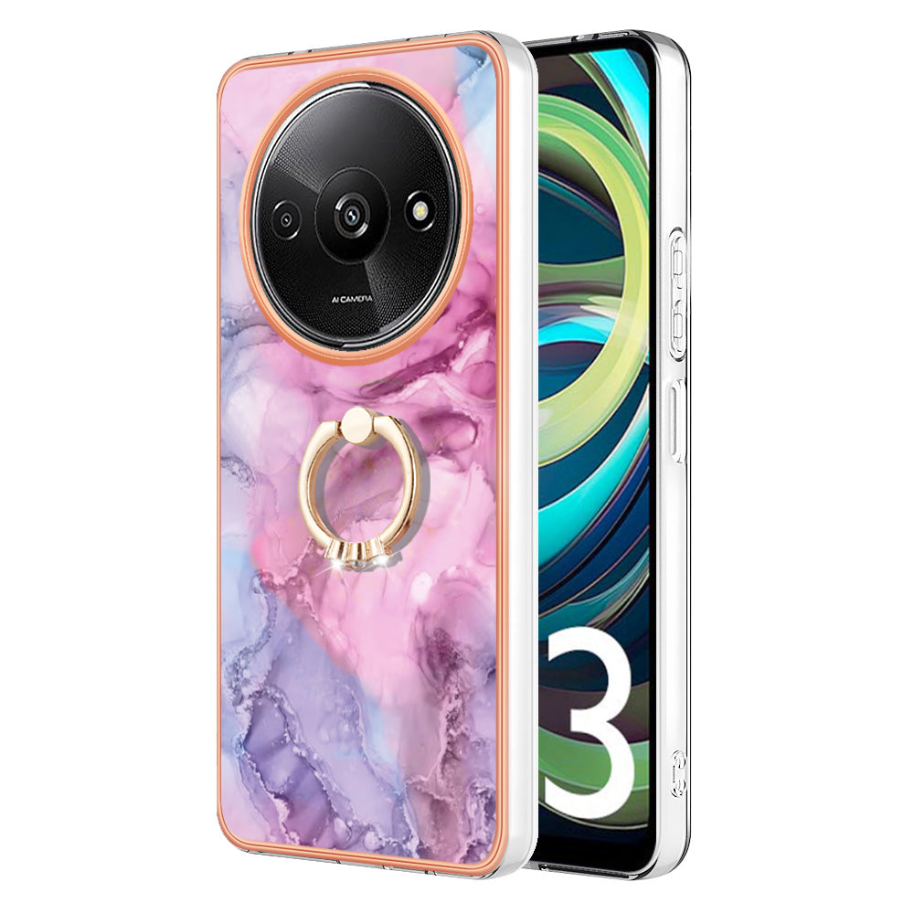 YB IMD Series-17 Style-E For Xiaomi Redmi A3 / Poco C61 4G Slim Case 2.0mm Kickstand TPU Phone Cover - Rose