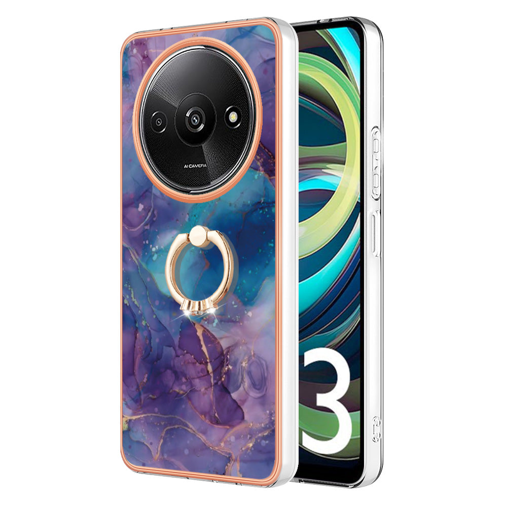 YB IMD Series-17 Style-E For Xiaomi Redmi A3 / Poco C61 4G Slim Case 2.0mm Kickstand TPU Phone Cover - Purple