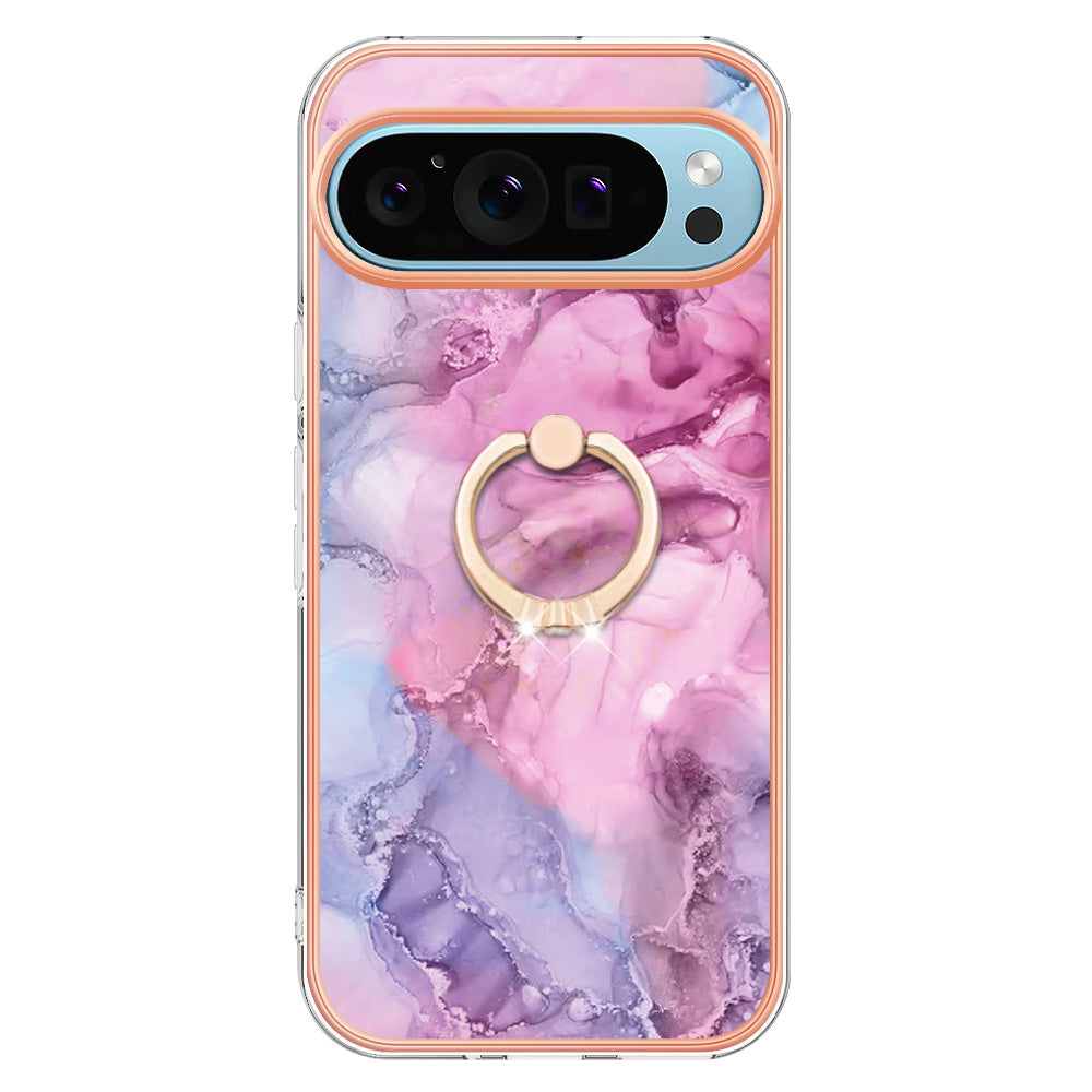 YB IMD Series-17 Style-E For Google Pixel 9 Pro Cover Electroplating Kickstand TPU Back Phone Case - Rose