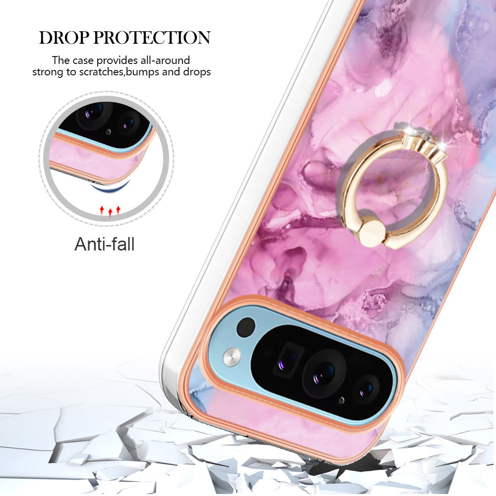 YB IMD Series-17 Style-E For Google Pixel 9 Pro Cover Electroplating Kickstand TPU Back Phone Case - Rose