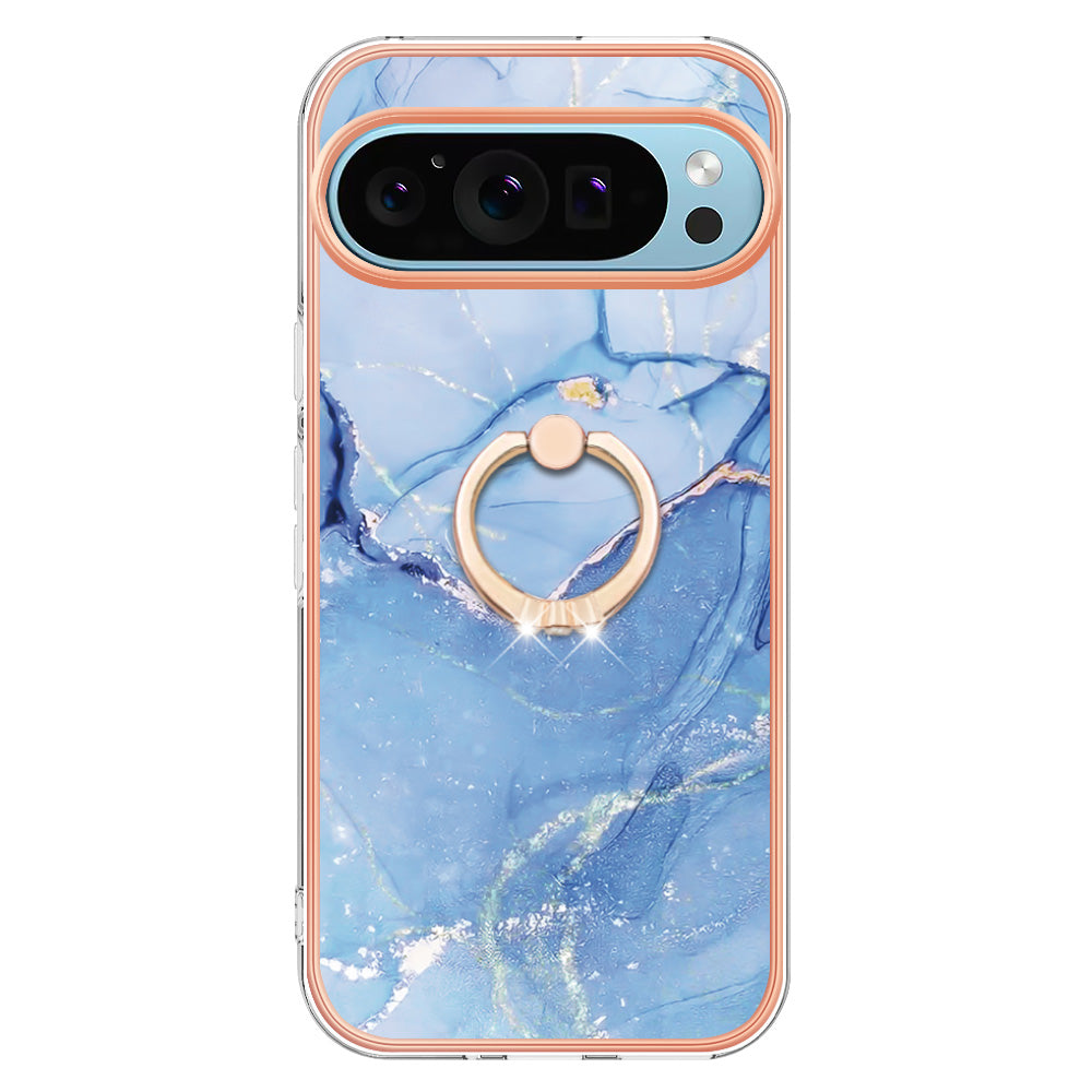 YB IMD Series-17 Style-E For Google Pixel 9 Pro Cover Electroplating Kickstand TPU Back Phone Case - Blue