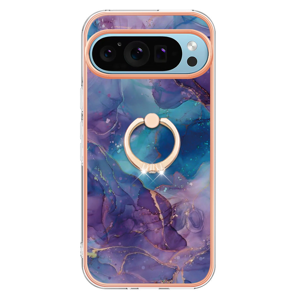 YB IMD Series-17 Style-E For Google Pixel 9 Pro Cover Electroplating Kickstand TPU Back Phone Case - Purple