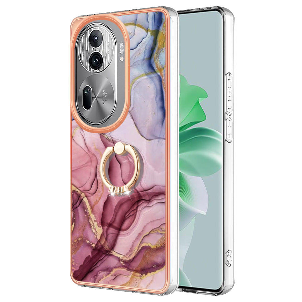 YB IMD Series-17 Style-E For Oppo Reno11 Pro 5G (Global) Phone Case Electroplating Kickstand Cover - Rose Gold