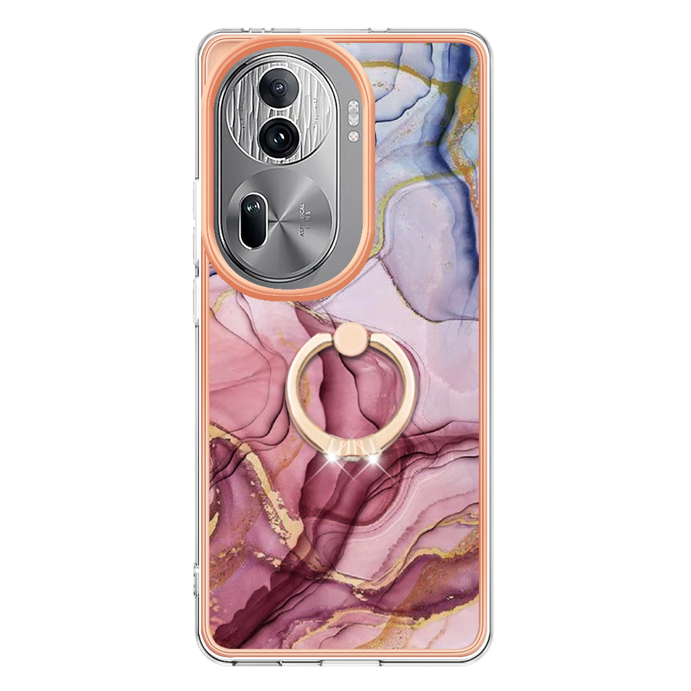 YB IMD Series-17 Style-E For Oppo Reno11 Pro 5G (Global) Phone Case Electroplating Kickstand Cover - Rose Gold