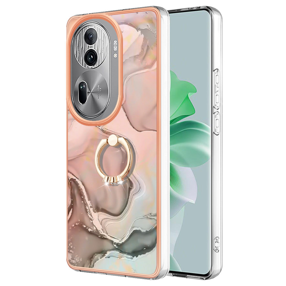 YB IMD Series-17 Style-E For Oppo Reno11 Pro 5G (Global) Phone Case Electroplating Kickstand Cover - Pink