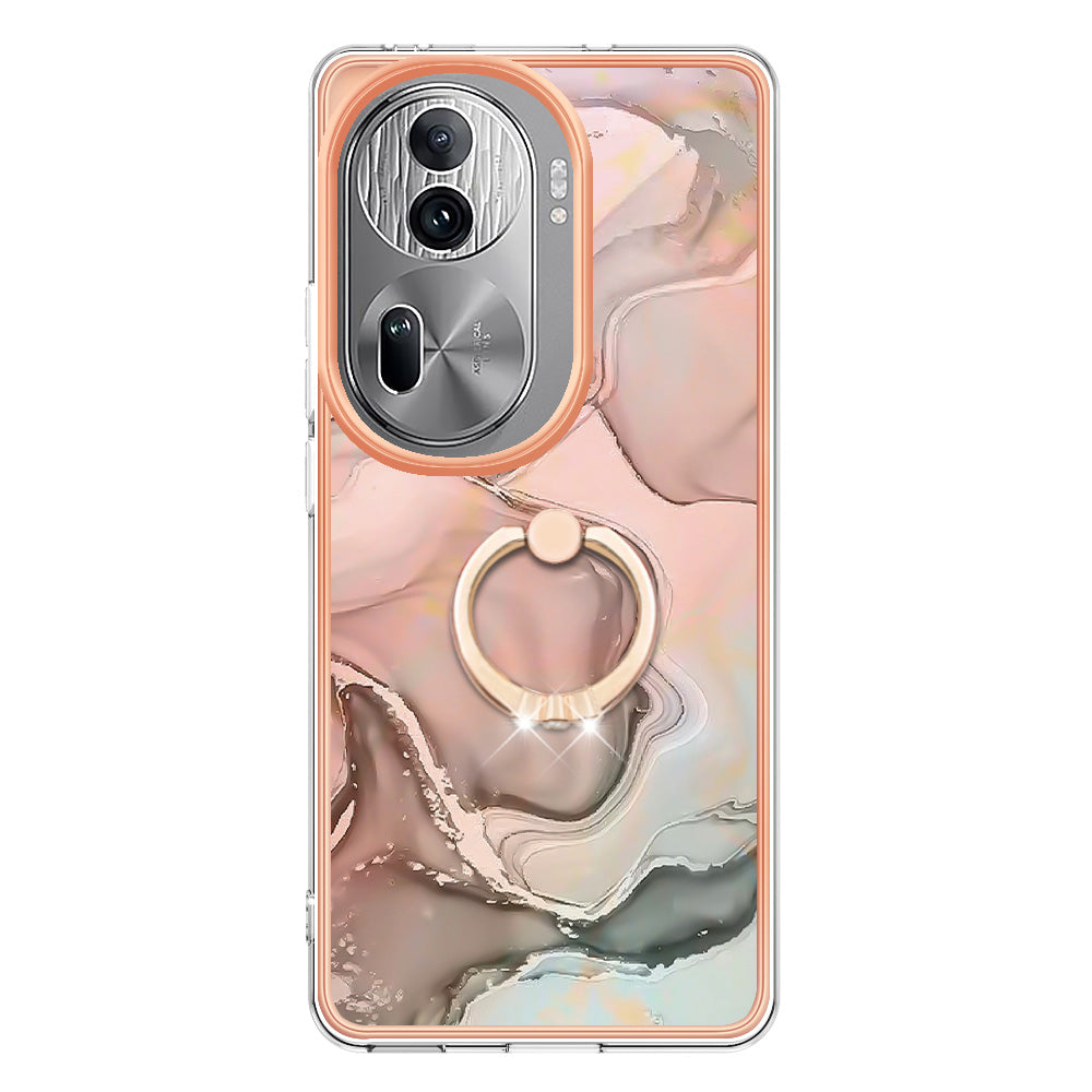 YB IMD Series-17 Style-E For Oppo Reno11 Pro 5G (Global) Phone Case Electroplating Kickstand Cover - Pink
