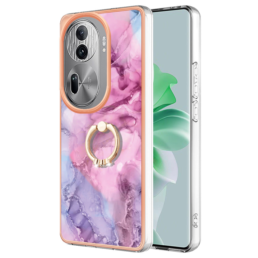 YB IMD Series-17 Style-E For Oppo Reno11 Pro 5G (Global) Phone Case Electroplating Kickstand Cover - Rose