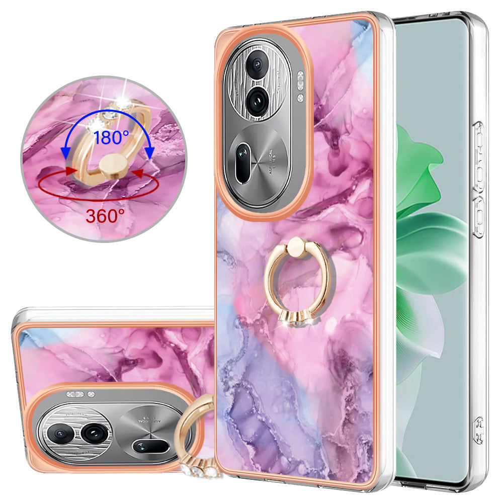 YB IMD Series-17 Style-E For Oppo Reno11 Pro 5G (Global) Phone Case Electroplating Kickstand Cover - Rose