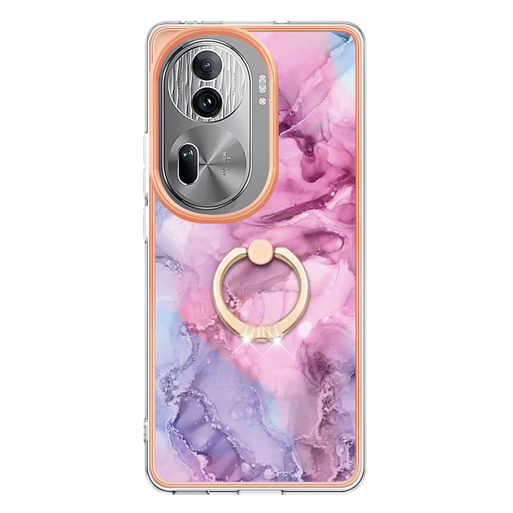 YB IMD Series-17 Style-E For Oppo Reno11 Pro 5G (Global) Phone Case Electroplating Kickstand Cover - Rose