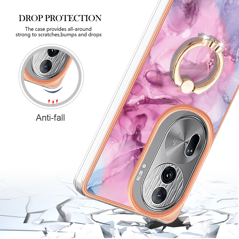 YB IMD Series-17 Style-E For Oppo Reno11 Pro 5G (Global) Phone Case Electroplating Kickstand Cover - Rose