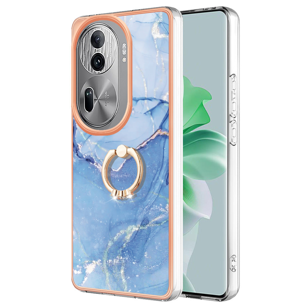 YB IMD Series-17 Style-E For Oppo Reno11 Pro 5G (Global) Phone Case Electroplating Kickstand Cover - Blue