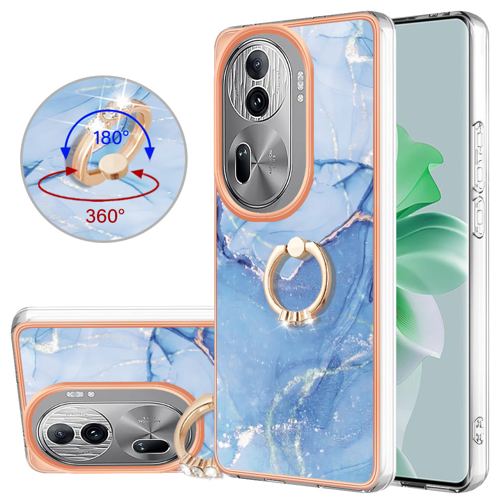 YB IMD Series-17 Style-E For Oppo Reno11 Pro 5G (Global) Phone Case Electroplating Kickstand Cover - Blue