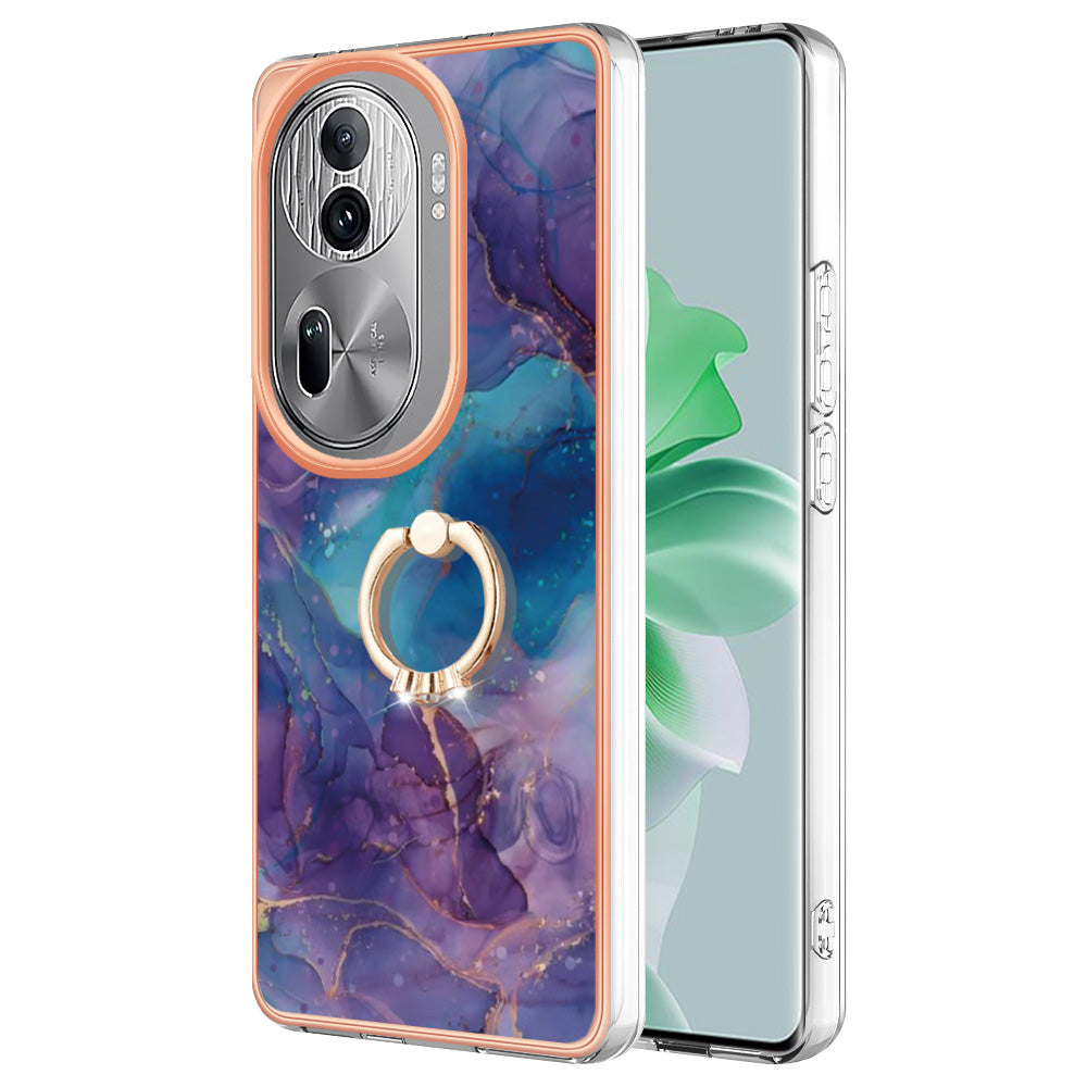 YB IMD Series-17 Style-E For Oppo Reno11 Pro 5G (Global) Phone Case Electroplating Kickstand Cover - Purple
