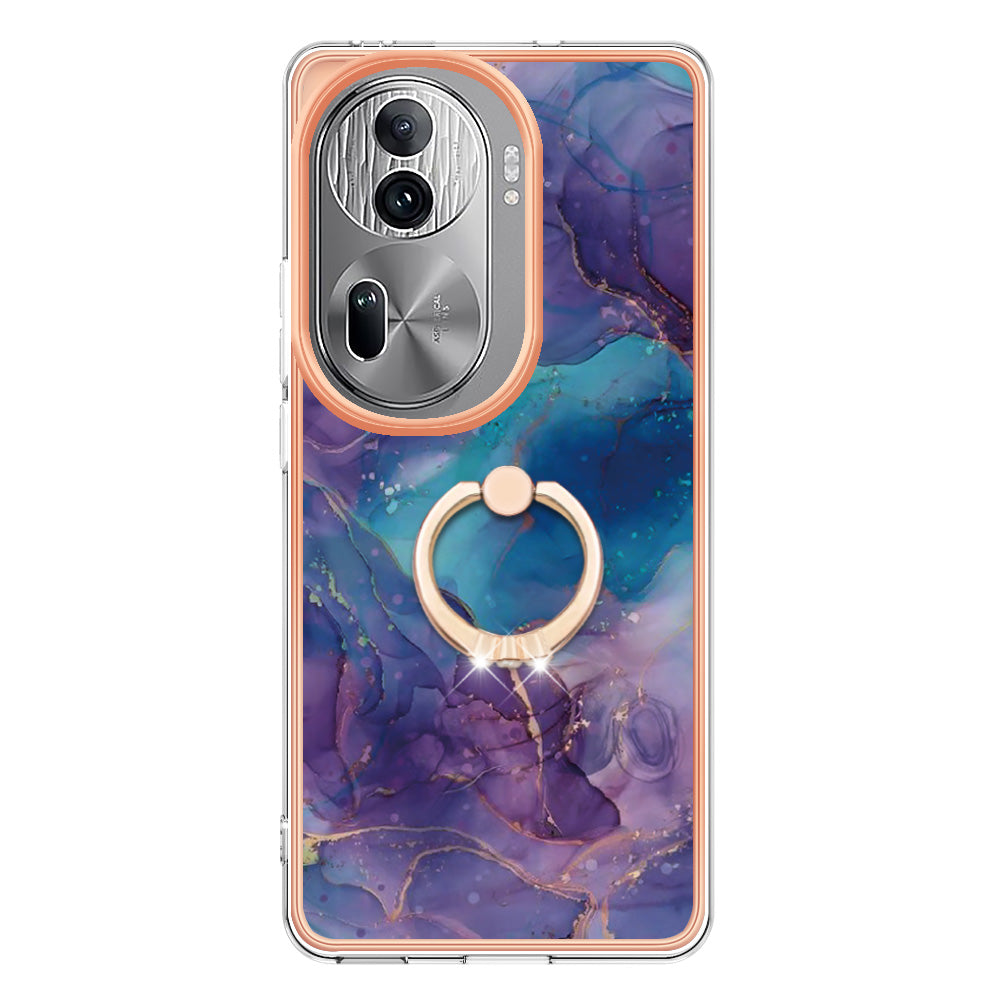 YB IMD Series-17 Style-E For Oppo Reno11 Pro 5G (Global) Phone Case Electroplating Kickstand Cover - Purple
