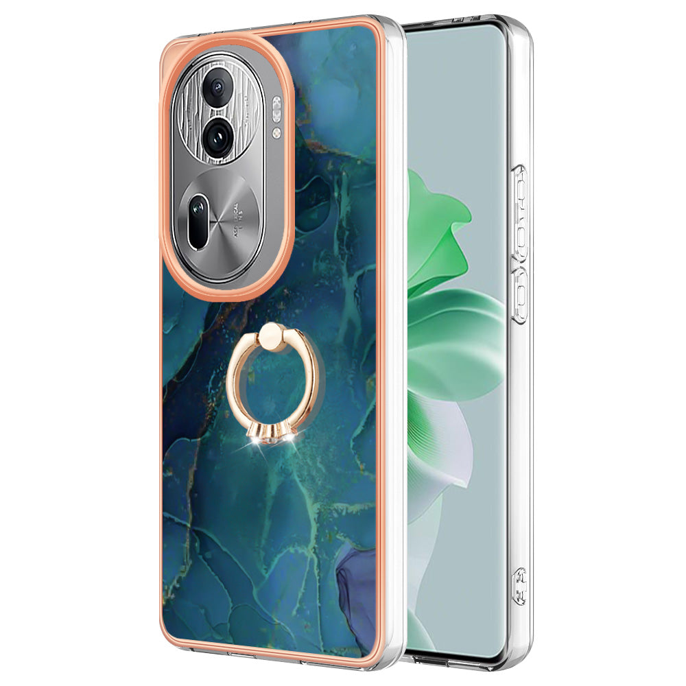 YB IMD Series-17 Style-E For Oppo Reno11 Pro 5G (Global) Phone Case Electroplating Kickstand Cover - Green