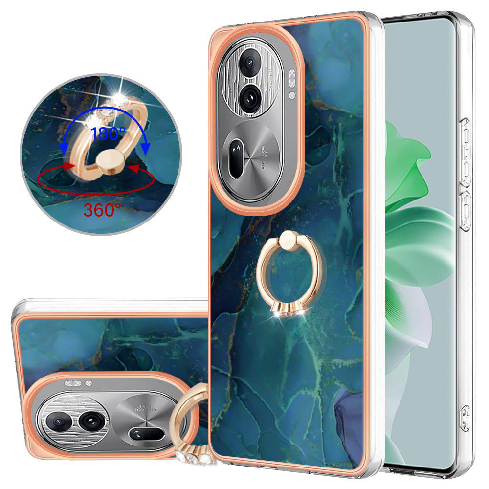 YB IMD Series-17 Style-E For Oppo Reno11 Pro 5G (Global) Phone Case Electroplating Kickstand Cover - Green