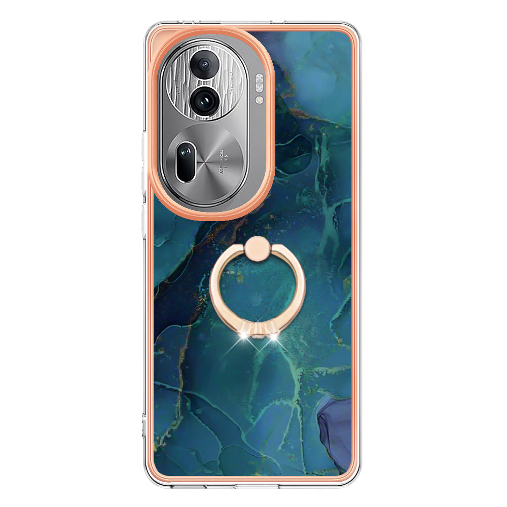 YB IMD Series-17 Style-E For Oppo Reno11 Pro 5G (Global) Phone Case Electroplating Kickstand Cover - Green