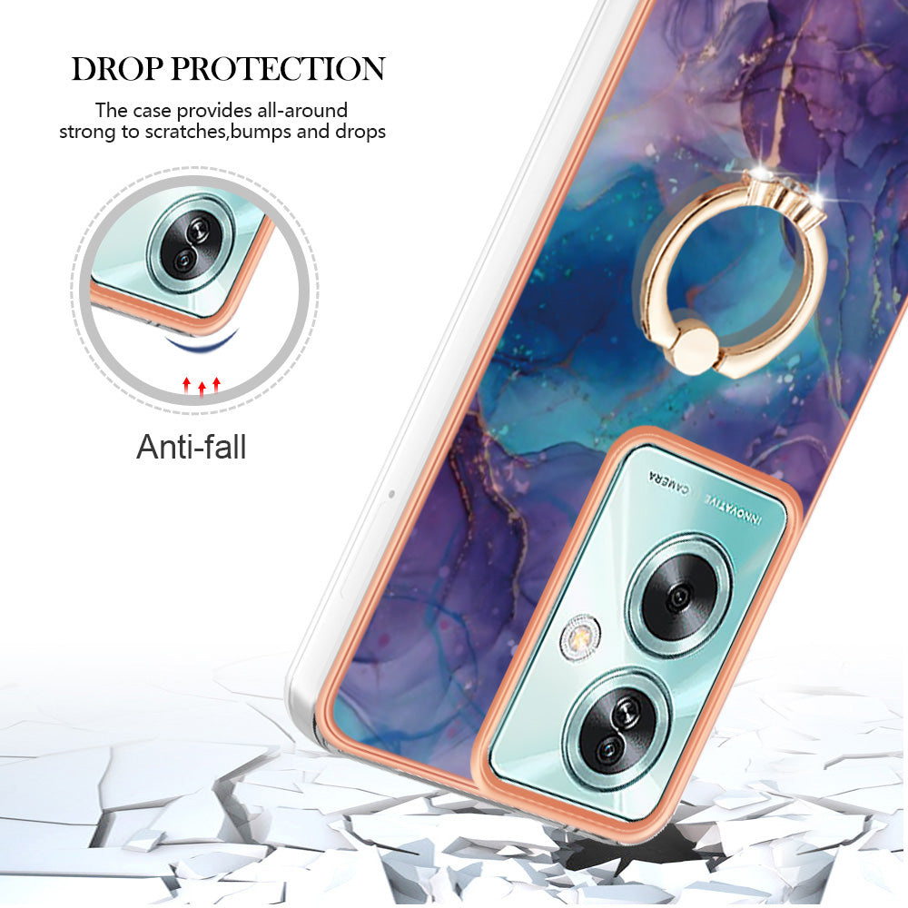 YB IMD Series-17 Style-E For Oppo A79 5G /  A2 5 Back Case Electroplated Ring Kickstand Phone Shell - Purple