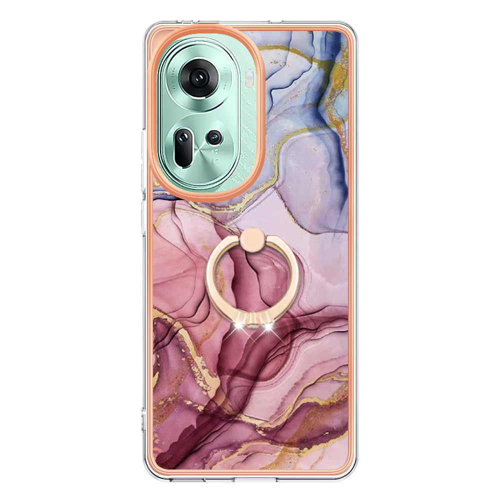 YB IMD Series-17 Style-E For Oppo Reno11 5G (Global) Kickstand Case 2.0mm TPU Phone Shell - Rose Gold
