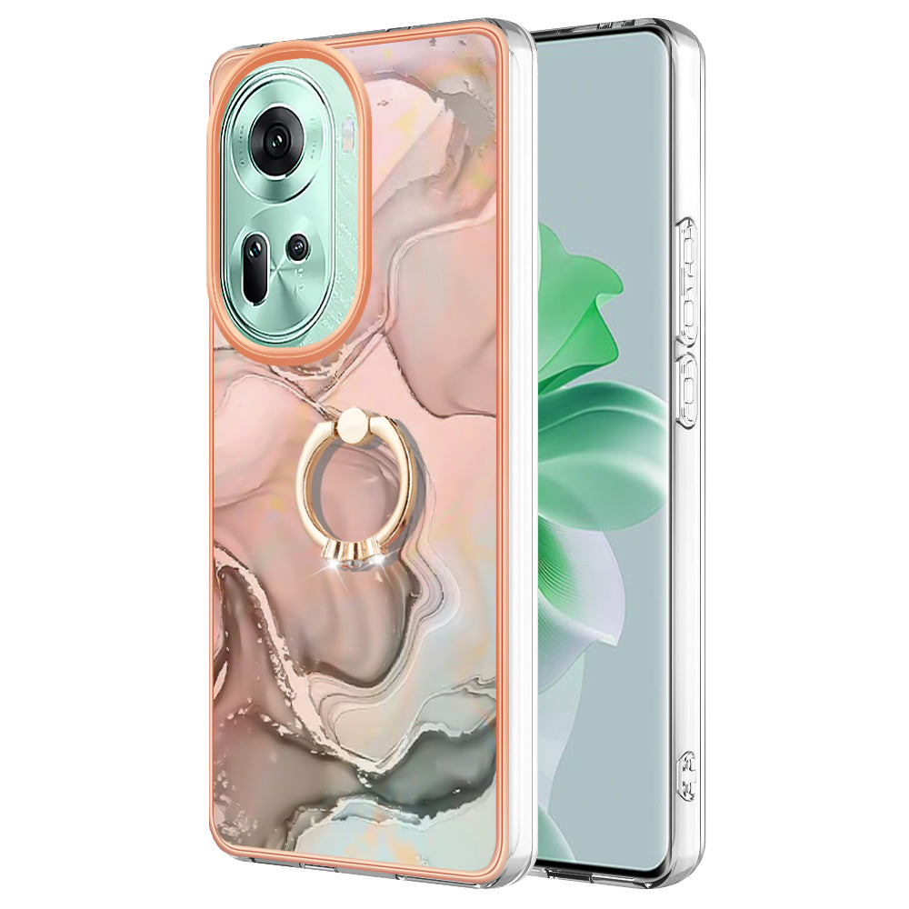 YB IMD Series-17 Style-E For Oppo Reno11 5G (Global) Kickstand Case 2.0mm TPU Phone Shell - Pink